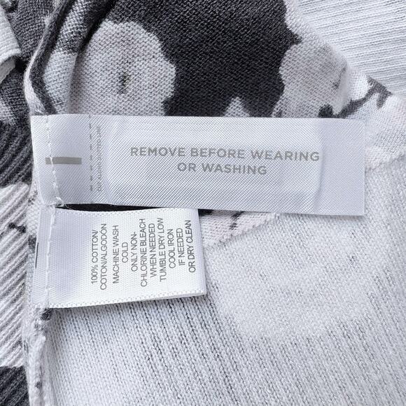 LOFT 100% Cotton Lightweight Floral Button Front Cardigan Sweater Navy Pastel L - Picture 7 of 10